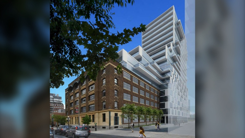Montreal-based Rimap Hospitality plans to convert the Major Building, a former warehouse built in 1913, into a 222-room Moxy hotel. (Marriott)