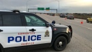 Two people were killed and one person was injured in a single-vehicle crash on Calgary Trail on Monday, April 4, 2022 (CTV News Edmonton/Sean Amato).