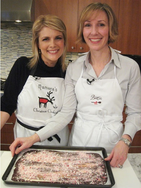CTV Weathercaster Tamara Taggart visits local interior designer turned baker Rosie Daykin to prepare her Butter Pecan Cookies and Candy Cane Bark at her Vancouver, B.C. home on Dec. 14, 2009 (CTV)