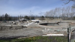 The Topaz Park bike and skateboard infrastructure under construction on April 7, 2022. (CTV)