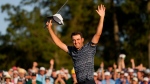 Scottie Scheffler celebrates after winning the 86th Masters golf tournament on Sunday, April 10, 2022, in Augusta, Ga. (Matt Slocum / AP Photo)