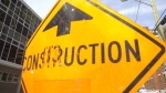 A 'construction ahead' sign on Bay Street between Slater and Albert Streets in Ottawa. (Peter Szperling/CTV News Ottawa)