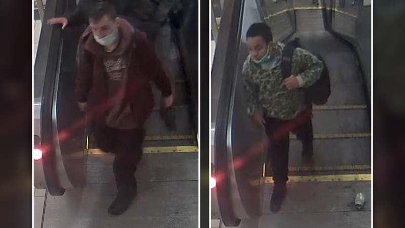 Police are searching for two persons of interest in relation to an assault at Rideau LRT station last month. (Ottawa Police Service)
