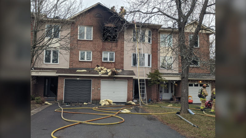Ottawa firefighters responded to a fire on Gladecrest Court in Ottawa on Good Friday. (Photo courtesy: Twitter/OFSFirePhoto)