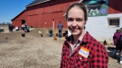 Farm owner Nicole Winkels at Sunny Britches Acres farm in Cottom, Ont. on Saturday, April 16, 2022. (Sanjay Maru/CTV Windsor)
