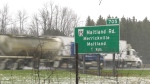 Highway 401 near Maitland Road. (Nate Vandermeer/CTV News Ottawa)