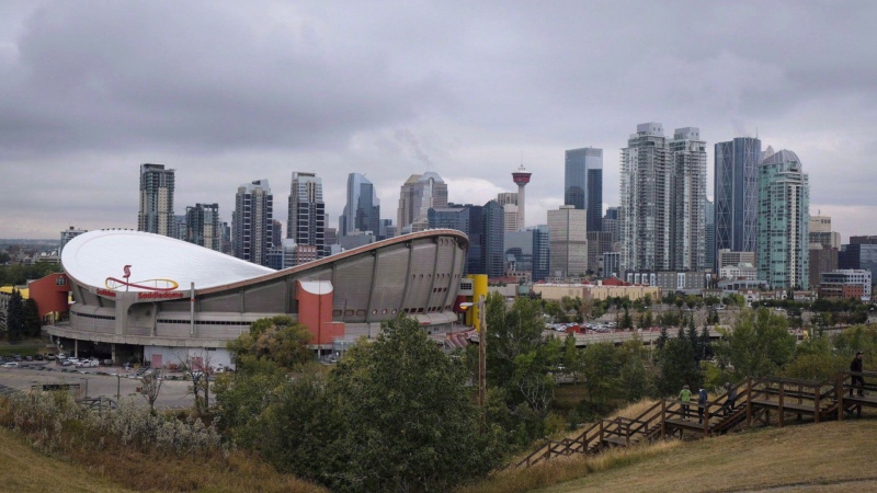 The Calgary skyline is seen on Friday, Sept. 15, 2017. Calgary, Vancouver, and Toronto have ranked among the top ten more liveable cities in the world in the latest ranking by the Economist Intelligence Unit. (THE CANADIAN PRESS/Jeff McIntosh)