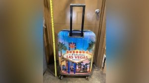 Indiana officials have asked the public for help identifying a child who was found dead in a heavily wooded area in southern Indiana. The boy's body was found in this suitcase, police said. (Courtesy Indiana State Police)