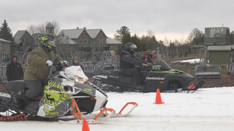 Racers compete in the Calabogie 500 snowmobile drag races in Calabogie, Ont. (Dylan Dyson/CTV News Ottawa)