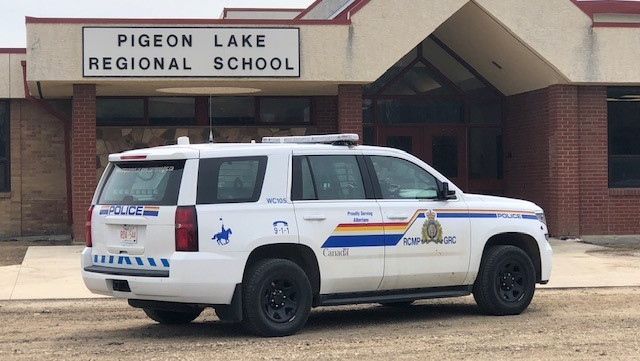 A student was airlifted to hospital after a serious incident at the Pigeon Lake Regional High School on Monday, April 25, 2022. (John Hanson/CTV News Edmonton)
