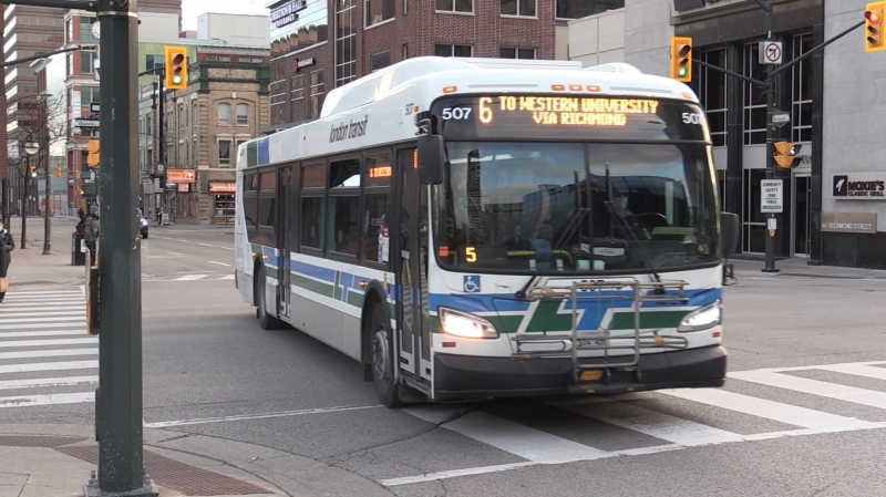 A London Transit Commission bus on the streets of London, Ont. (Daryl Newcombe / CTV News)