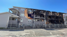 A fire severely damaged a 13-unit building on Ogilvie Road Thursday evening. (Peter Szperling/CTV News Ottawa)