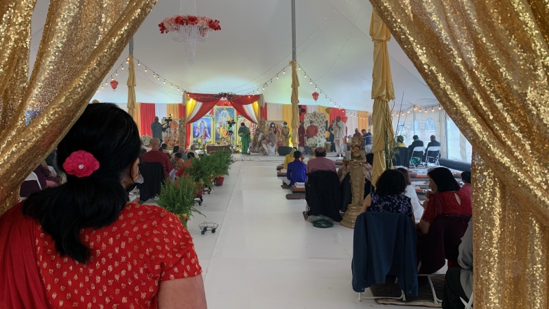 The Bhoomi Puja ceremony to celebrate the new Hindu temple in Cambridge. (May 3, 2022)