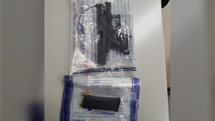 Handgun and ammunition seized in North Bay arrest of three suspected drug dealers from southern Ontario. May 5/22 (North Bay Police Service)