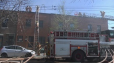 A fire broke out in a building under renovation in Montreal's St-Henri neighbourhood Monday afternoon.
