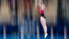 Rosannagh Maclennan, of Canada, performs in the women's trampoline gymnastics final at the 2020 Summer Olympics in Tokyo, on July 30, 2021. (Natacha Pisarenko / AP)