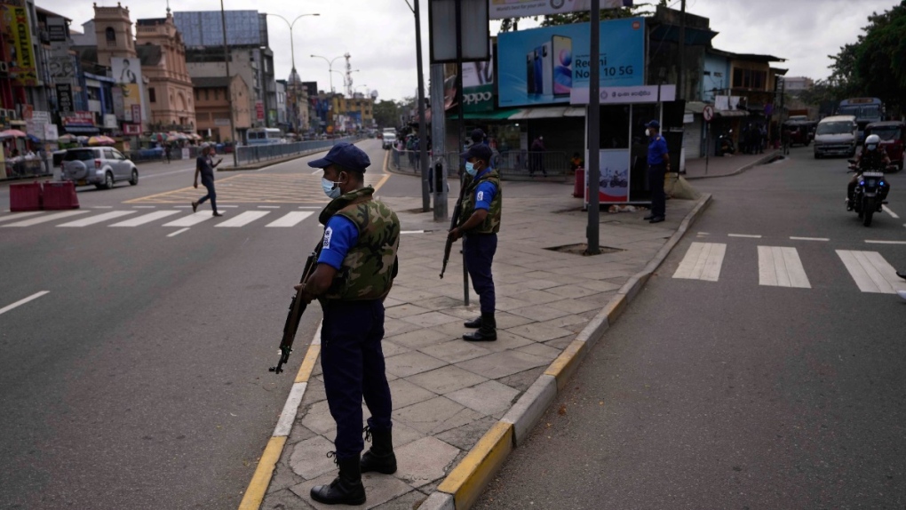Soldiers stand guard in Colombo, Sri Lanka