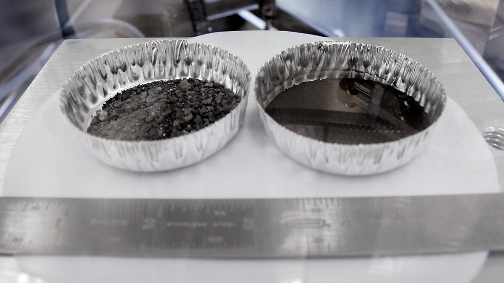 Pans of lunar dirt collected by Neil Armstrong