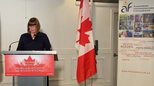 Parliamentary Secretary to the Minister of Immigration, Marie-France Lalonde, at the funding announcement on Thursday. (DonovanMaess/CTVNews)
