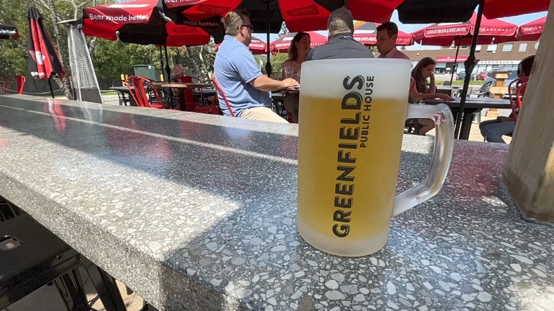 An ice-cold beer on the Greenfields patio in Barrhaven. (Dave Charbonneau/CTV News Ottawa)