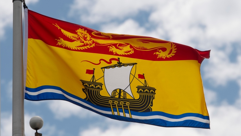 New Brunswick's provincial flag flies on a flag pole in Ottawa on July 3, 2020. THE CANADIAN PRESS/Adrian Wyld 