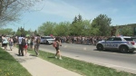 Students at Beatrice-Desloges high school in Ottawa protest a dress code blitz conducted Thursday. 