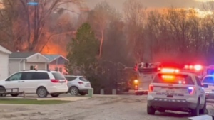 Manitoba RCMP said officers were called to the blaze at a home on Aspen Four Drive in Steinbach shortly after 8 p.m. on May 12, 2022. (Source: Steinbach Online)