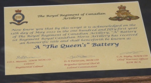 A Battery was granted the title of “The Queen’s Battery”, an honour given by the Queen herself that will carry on throughout history. (CTV News Photo Cody Carter)