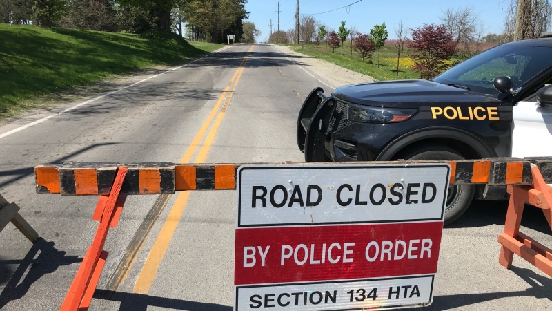 A road closed sign at Blue Line and St. John’s Road East near Port Dover. (May, 13, 2022)