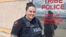 Senior Constable Jennaye Norris of the Blood Tribe Police poses in Standoff, Alta. on Monday, May 9, 2022. Norris is the human trafficking coordinator at the service. THE CANADIAN PRESS/Bill Graveland