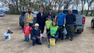 Moose Jaw residents participating in the annual city wide clean up. (Luke Simard/CTV Regina News)