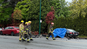 Granville Street was closed for several blocks on May 16, 2022, due to a serious crash.