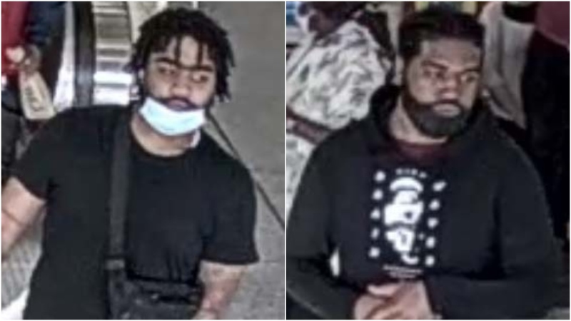 Two suspects wanted by Toronto police for their alleged involvement in a May 13 stabbing are seen in this surveillance image. (Handout)