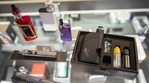 Vaping devices are displayed at a store in New York, Jan. 2, 2020. THE CANADIAN PRESS/AP-Mary Altaffer
