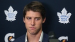 Mitch Marner takes questions from the media during a press conference at the Paradise Double Ice Complex in Paradise, NL on Saturday, September 14, 2019. THE CANADIAN PRESS/Paul Daly