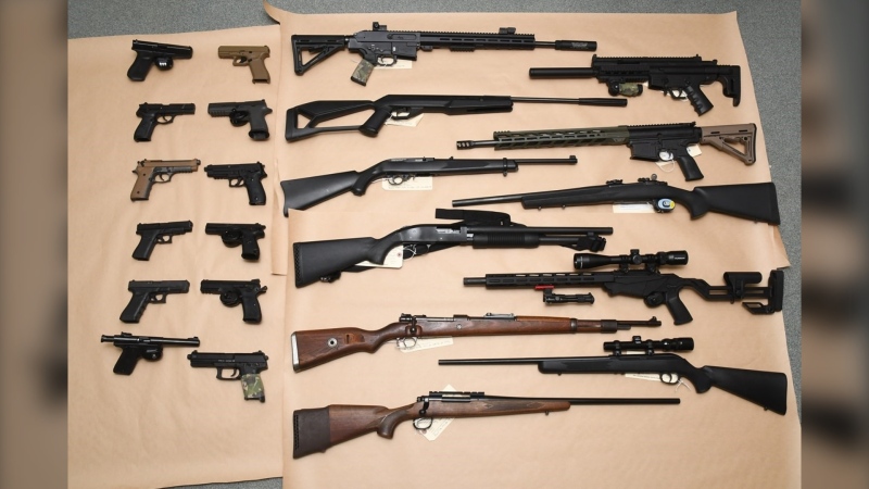 Supplied image of the guns seized by Winnipeg police.
