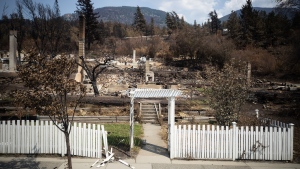 Damaged structures are seen in Lytton, B.C., on Friday, July 9, 2021, after a wildfire destroyed most of the village on June 30. THE CANADIAN PRESS/Darryl Dyck 
