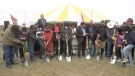 Members of the Kainai Board of Education, Blood Tribe and Indigenous Services Canada joined together on May 17, 2022 at the ground breaking ceremony for the new Aahsaopi Elementary School.