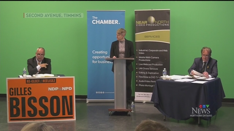 The main candidates running in Timmins took part in a debate Tuesday hosted by the Timmins Chamber of Commerce.