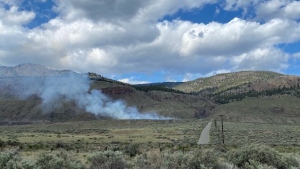 The Juniper Knoll wildfire burning west of Ashcroft, B.C., is seen in an image from the B.C. Wildfire Service. 