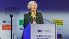 United States Treasury Secretary Janet Yellen delivers the Tommaso Padoa Schioppa Lecture at the Brussels Economic Forum 2022 in Brussels, Tuesday, May 17, 2022. (AP Photo/Olivier Matthys)