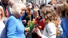 Camilla, Duchess of Cornwall, talks with people on a short walkabout during the Royal couple’s visit to the National War Memorial in Ottawa, while on their Canadian Royal Tour, Wednesday May 18, 2022. (Paul Chiasson/THE CANADIAN PRESS)