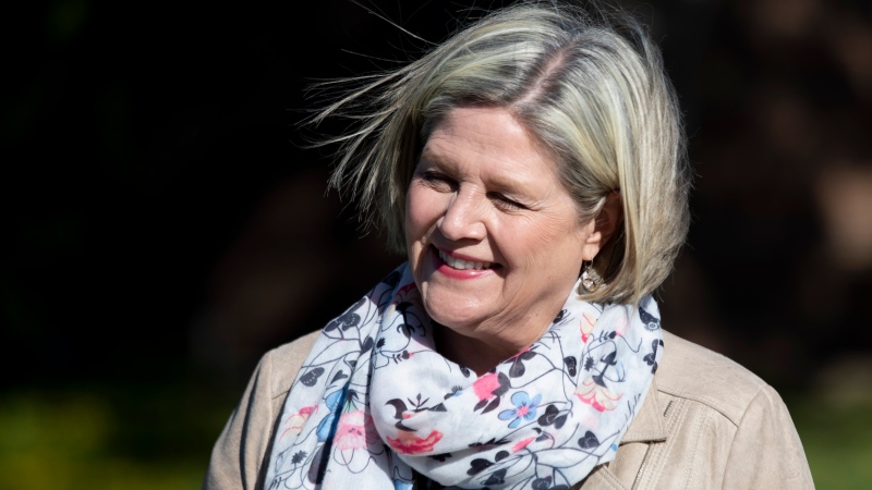 Former Ontario NDP Leader Andrea Horwath attends an announcement in Scarborough, Ont., on Tuesday, May 17, 2022. THE CANADIAN PRESS/Chris Young