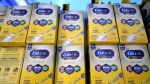 Infant formula is stacked on a table during a baby formula drive to help with the shortage, May 14, 2022, in Houston. (AP Photo/David J. Phillip)