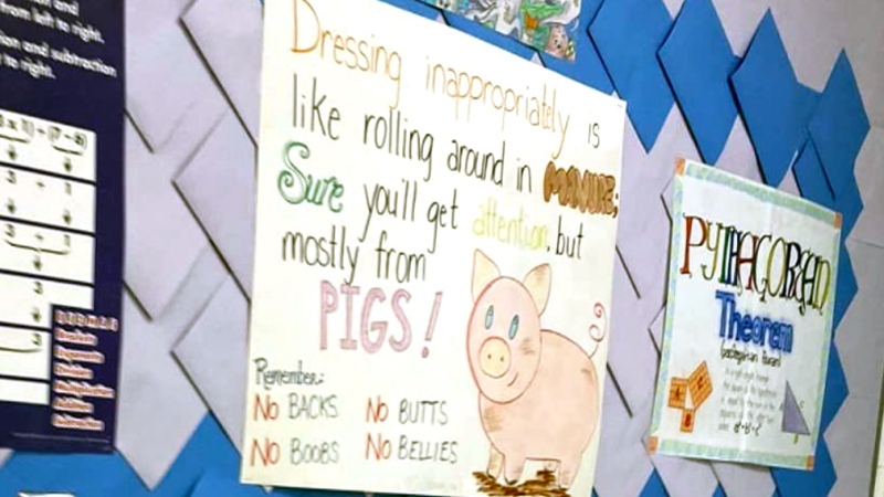 Classroom sign about dress code ignites debate