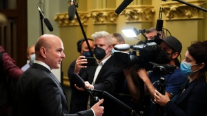 Minister of Tourism and Associate Minister of Finance Randy Boissonnault arrives to a cabinet meeting on Parliament Hill in Ottawa on Thursday May 19, 2022. THE CANADIAN PRESS/Sean Kilpatrick