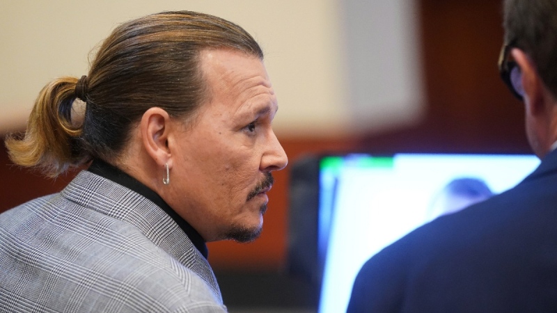 Johnny Depp at the Fairfax County Circuit Courthouse, on May 19, 2022.  (Shawn Thew / Pool Photo via AP) 