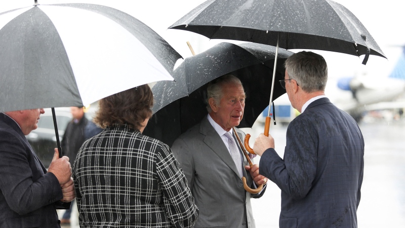 Prince Charles and Camilla, Duchess of Cornwall (not pictured) depart from Ottawa for Yellowknife, while on the final day of their Canadian Royal Tour, Thursday May 19, 2022. (Carlos Osorio / THE CANADIAN PRESS)