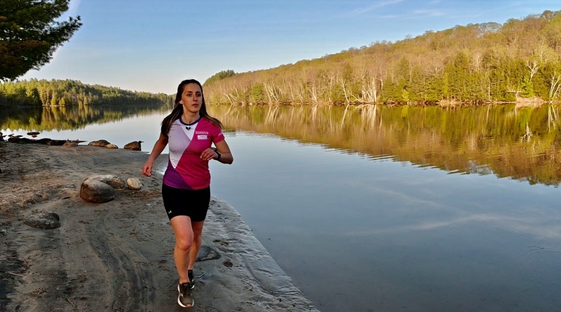 28-year-old Jessica Lambert running at Burnstown Beach.  She’s training for her first full marathon during Tamarack Ottawa Race Weekend 2022.  (Joel Haslam/CTV Ottawa Ottawa)