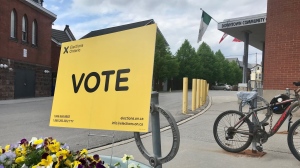 An advanced voting location is seen in Kitchener on May 19, 2022. (Dan Lauckner)